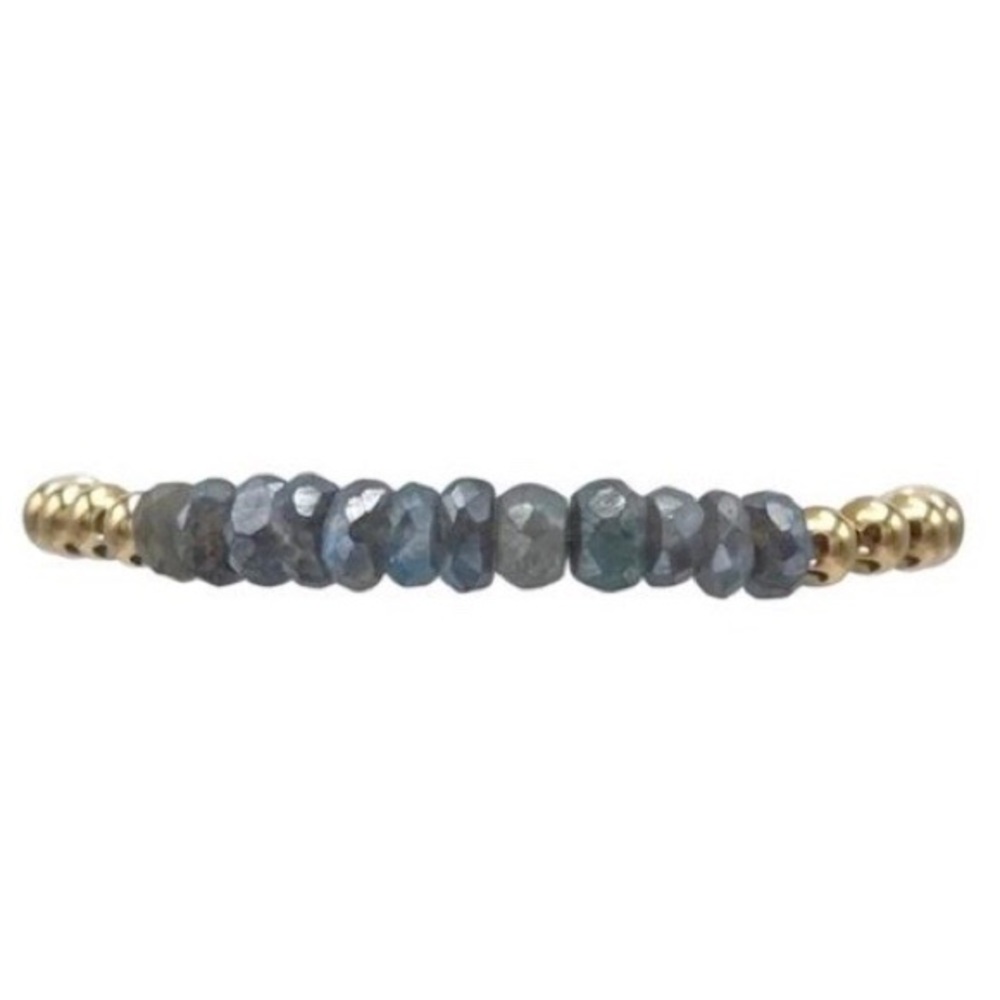 5MM YELLOW GOLD FILLED BRACELET WITH LABRADORITE- KAREN LAZAR DESIGN